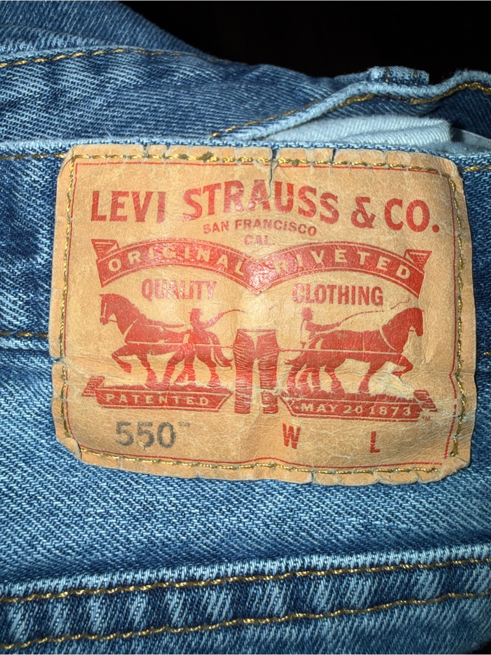 Levi’s 550 Jeans Men’s W46 Light Wash Relaxed Fit Straight Leg 90s Y2K - Picture 6 of 13